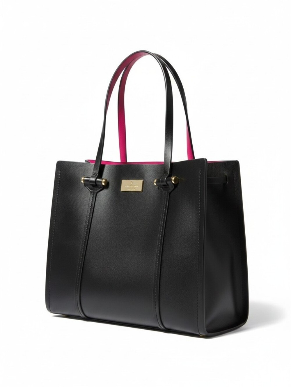 Kate Spade Arbour Hill Small Elodie Bicolor Leather Satchel Black Fuchsia Pink